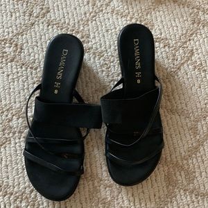 Damianis black cross strap slip on sandal